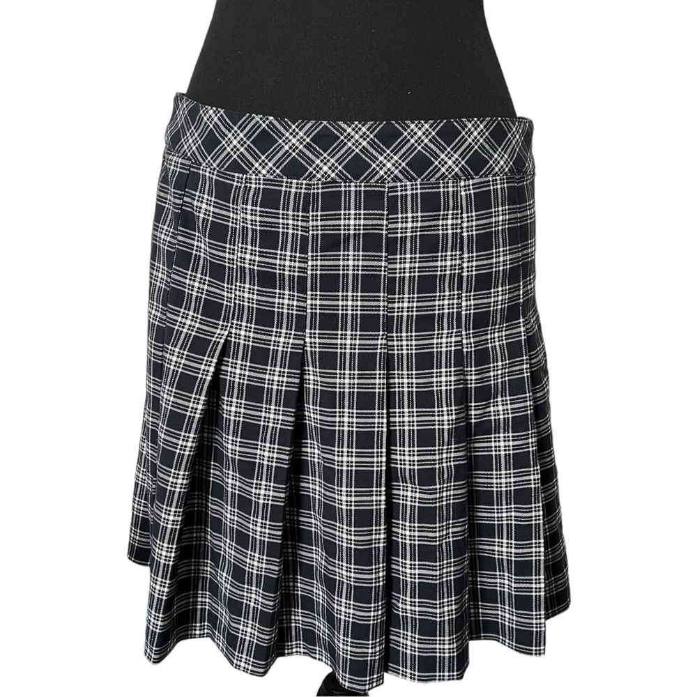 H&M Divided Blue/Black Plaid Pleated Grunge Mini Skirt Size 10